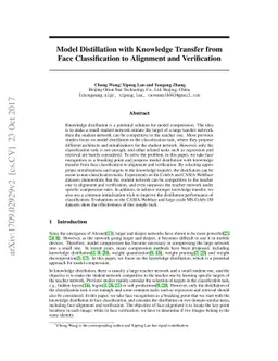 Model Distillation with Knowledge Transfer from Face Classification to
  Alignment and Verification