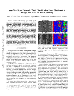 weedNet: Dense Semantic Weed Classification Using Multispectral Images
  and MAV for Smart Farming