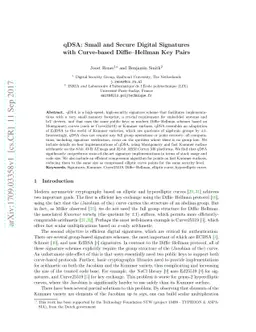 qDSA: Small and Secure Digital Signatures with Curve-based
  Diffie--Hellman Key Pairs