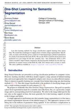 One-Shot Learning for Semantic Segmentation