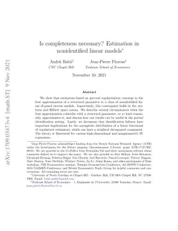 Is completeness necessary? Estimation in nonidentified linear models