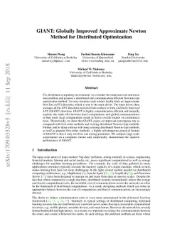 GIANT: Globally Improved Approximate Newton Method for Distributed
  Optimization