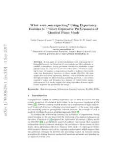 What were you expecting? Using Expectancy Features to Predict Expressive
  Performances of Classical Piano Music