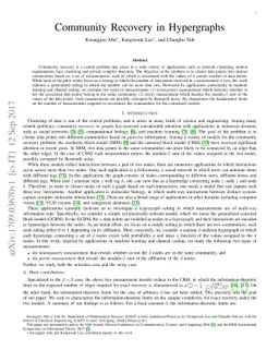 Community Recovery in Hypergraphs