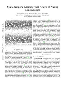 Spatio-temporal Learning with Arrays of Analog Nanosynapses