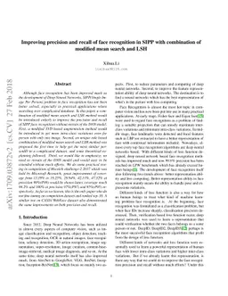 Improving precision and recall of face recognition in SIPP with
  combination of modified mean search and LSH