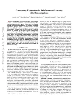 Overcoming Exploration in Reinforcement Learning with Demonstrations