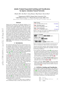 Jointly Trained Sequential Labeling and Classification by Sparse
  Attention Neural Networks