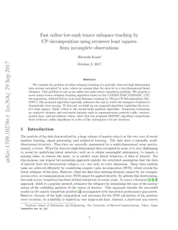 Fast online low-rank tensor subspace tracking by CP decomposition using
  recursive least squares from incomplete observations