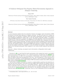 A Nonlinear Orthogonal Non-Negative Matrix Factorization Approach to
  Subspace Clustering