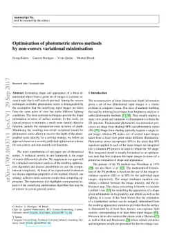 Optimisation of photometric stereo methods by non-convex variational
  minimisation