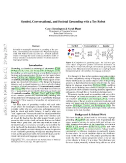 Symbol, Conversational, and Societal Grounding with a Toy Robot