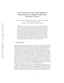 Static Detection of DoS Vulnerabilities in Programs that use Regular
  Expressions (Extended Version)