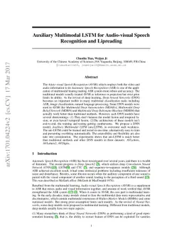 Auxiliary Multimodal LSTM for Audio-visual Speech Recognition and
  Lipreading