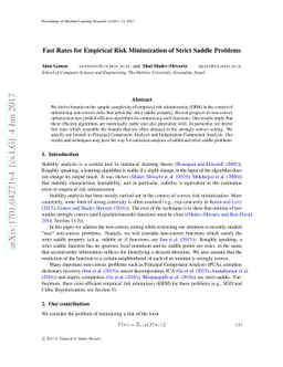 Fast Rates for Empirical Risk Minimization of Strict Saddle Problems