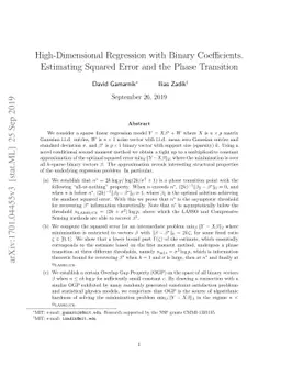 High-Dimensional Regression with Binary Coefficients. Estimating Squared
  Error and a Phase Transition