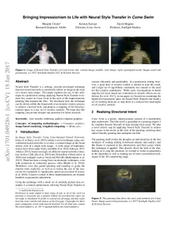 Bringing Impressionism to Life with Neural Style Transfer in Come Swim