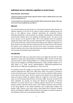 Individual versus collective cognition in social insects