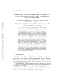 Surrogate Aided Unsupervised Recovery of Sparse Signals in Single Index
  Models for Binary Outcomes