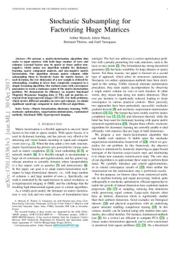 Stochastic Subsampling for Factorizing Huge Matrices