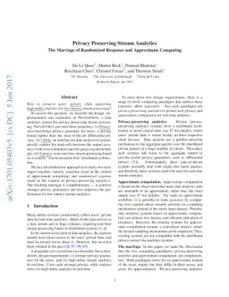Privacy Preserving Stream Analytics: The Marriage of Randomized Response
  and Approximate Computing