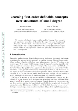 Learning first-order definable concepts over structures of small degree
