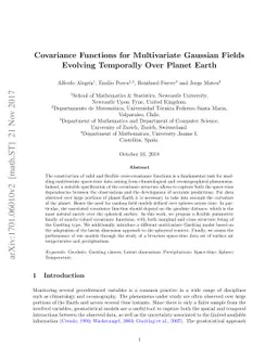 Covariance Functions for Multivariate Gaussian Fields Evolving
  Temporally over Planet Earth