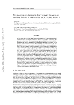 Neurogenesis-Inspired Dictionary Learning: Online Model Adaption in a
  Changing World