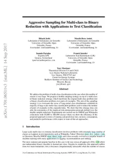 Aggressive Sampling for Multi-class to Binary Reduction with
  Applications to Text Classification