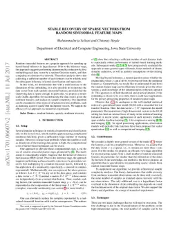 Stable Recovery Of Sparse Vectors From Random Sinusoidal Feature Maps