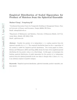 Empirical Distribution of Scaled Eigenvalues for Product of Matrices
  from the Spherical Ensemble