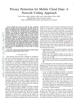 Privacy Protection for Mobile Cloud Data: A Network Coding Approach