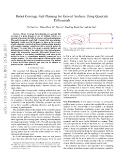 Robot Coverage Path Planning for General Surfaces Using Quadratic
  Differentials