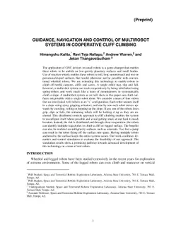 Guidance, Navigation and Control of Multirobot Systems in Cooperative
  Cliff Climbing