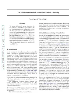 The Price of Differential Privacy For Online Learning