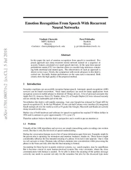 Emotion Recognition From Speech With Recurrent Neural Networks