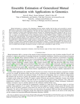 Ensemble Estimation of Generalized Mutual Information with Applications
  to Genomics