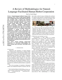 A Review of Methodologies for Natural-Language-Facilitated Human-Robot
  Cooperation