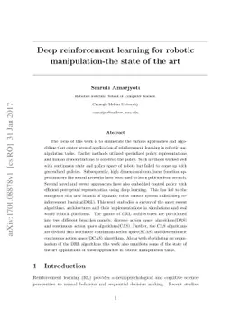 Deep Reinforcement Learning for Robotic Manipulation-The state of the
  art