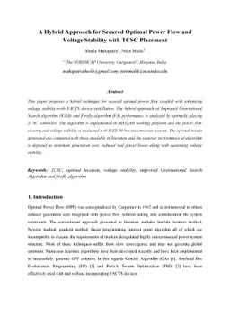 A Hybrid Approach for Secured Optimal Power Flow and Voltage Stability
  with TCSC Placement