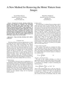 A New Method for Removing the Moire' Pattern from Images