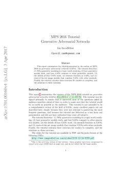 NIPS 2016 Tutorial: Generative Adversarial Networks