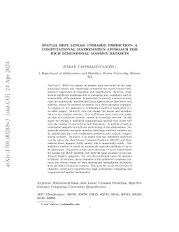 Spatial best linear unbiased prediction: A computational mathematics
  approach for high dimensional massive datasets