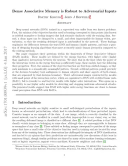 Dense Associative Memory is Robust to Adversarial Inputs