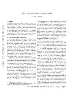 On spectral partitioning of signed graphs