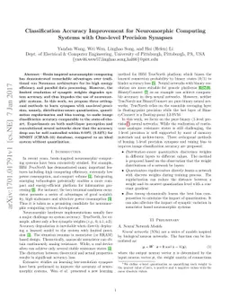 Classification Accuracy Improvement for Neuromorphic Computing Systems
  with One-level Precision Synapses