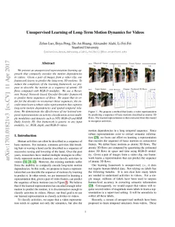 Unsupervised Learning of Long-Term Motion Dynamics for Videos