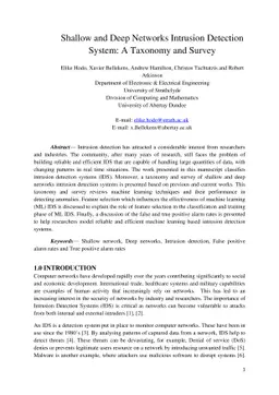 Shallow and Deep Networks Intrusion Detection System: A Taxonomy and
  Survey
