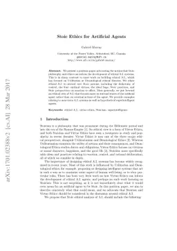 Stoic Ethics for Artificial Agents