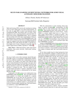 Multi-task Learning Of Deep Neural Networks For Audio Visual Automatic
  Speech Recognition